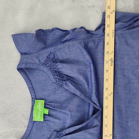 Pappagallo 100% cotton blue sleeveless dress size 16 - Picture 10 of 13